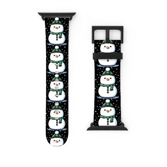 Christmas Holiday Pudgy Kawaii Snowman Watch Bands For Apple Watch