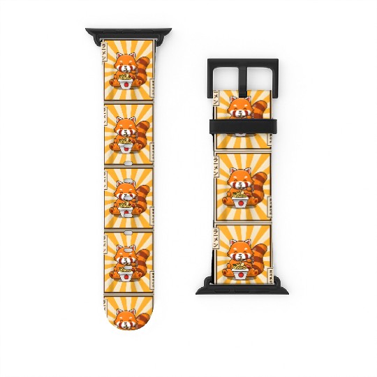 Red Panda Eating Japanese Ra Kawaii Red Panda Base Watch Bands For Apple Watch