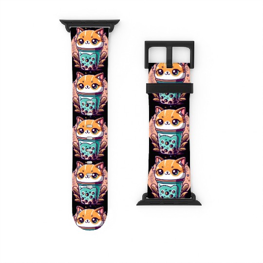 Anime Cat Bubble Tea Watch Bands For Apple Watch