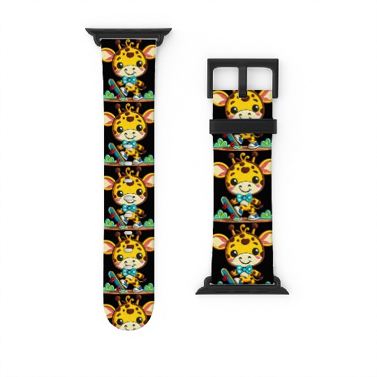 Skateboarding Giraffe Buddy Watch Bands For Apple Watch