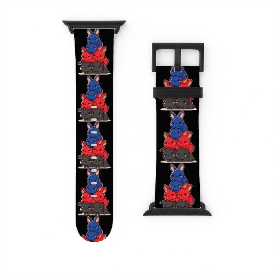 Bunnies Polyam Flag Pride Month Cute Bunnies Watch Bands For Apple Watch