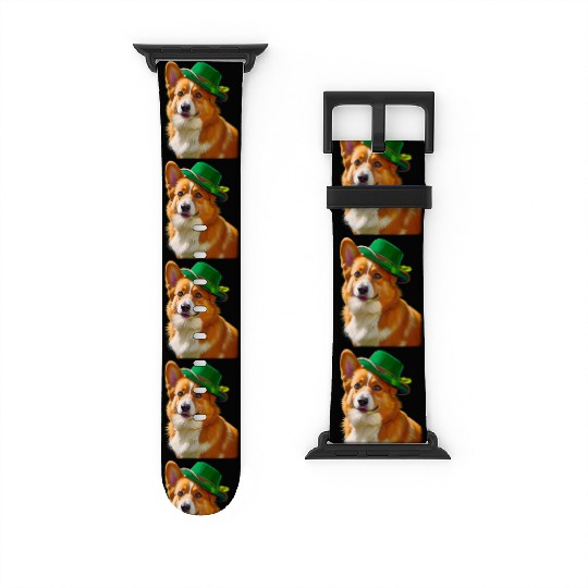 majestic Welsh Corgi dog with Irish Hat Watch Bands For Apple Watch