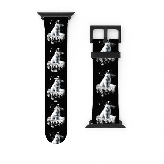 Polar bear with crown on ice floe arctic wildlife Watch Bands For Apple Watch