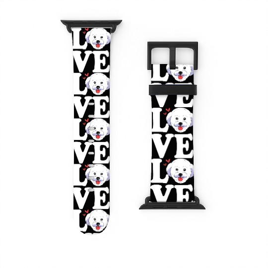 Cute Dog Face I Love My Bichon Frise Watch Bands For Apple Watch