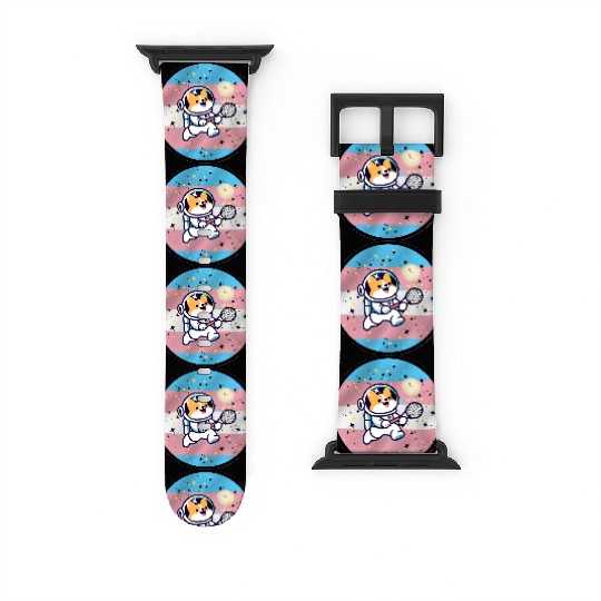 MMA: Meow Space with Trans Flag background Watch Bands For Apple Watch