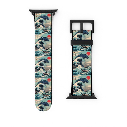 Kaiju Monster Japanese Great Wave Anime Graphic Watch Bands For Apple Watch