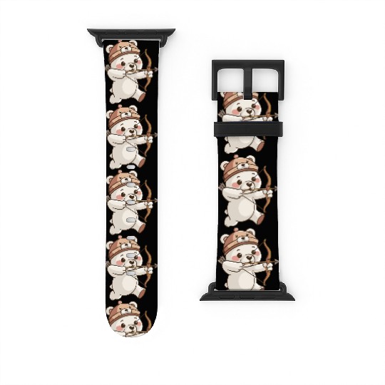 Cute polar bear with Bow and Arrows Cartoon Watch Bands For Apple Watch