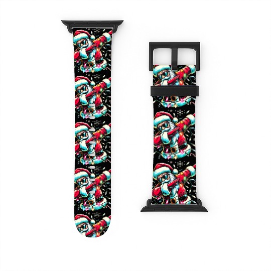 Dabbing Santa with Christmas Lights and Snowflakes Watch Bands For Apple Watch