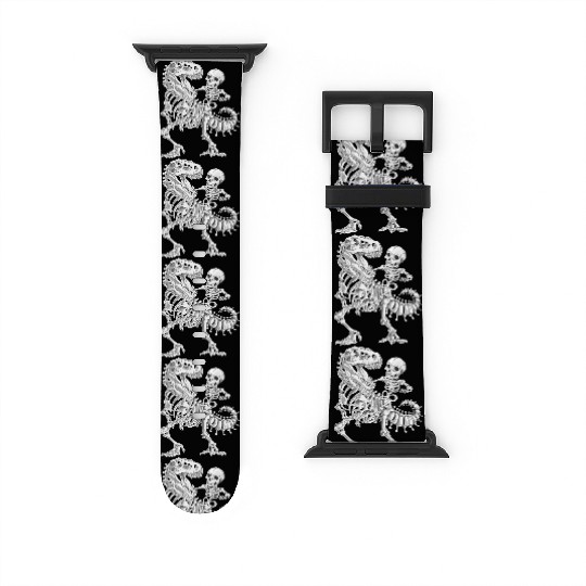 Skeleton Riding Skeleton Dinosaur T rex Halloween Watch Bands For Apple Watch