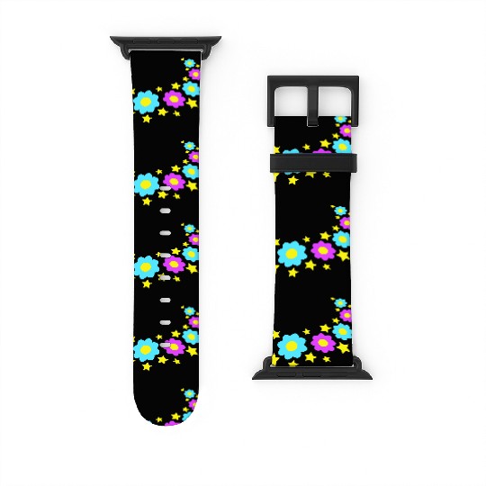 Many Pretty Daisy Flowers Decorative Stars Design Watch Bands For Apple Watch