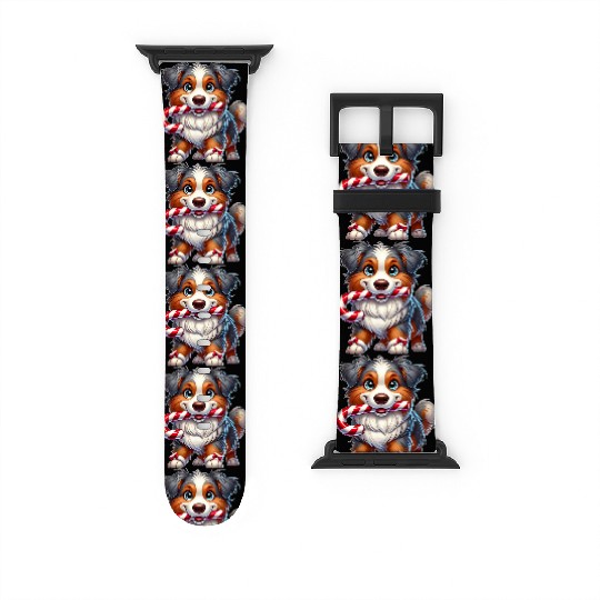 Cute Christmas Dog Australian Shepherd Watch Bands For Apple Watch