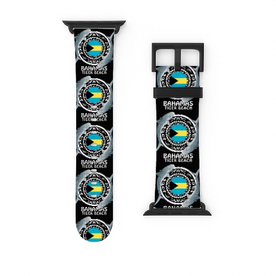 Tiger Beach Bahamas Flag Tiger Shark Bull Shark Watch Bands For Apple Watch