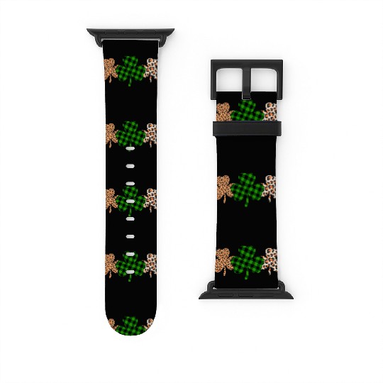St Patricks Day Lucky Irish Green Plaid Shamrock Watch Bands For Apple Watch