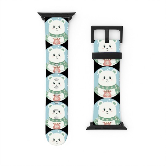 Cute polar bear in Christmas mood Watch Bands For Apple Watch