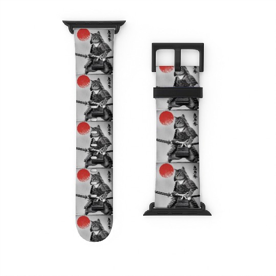 Kawaii Japanese Samurai Cat Vintage Japanese Cat Watch Bands For Apple Watch