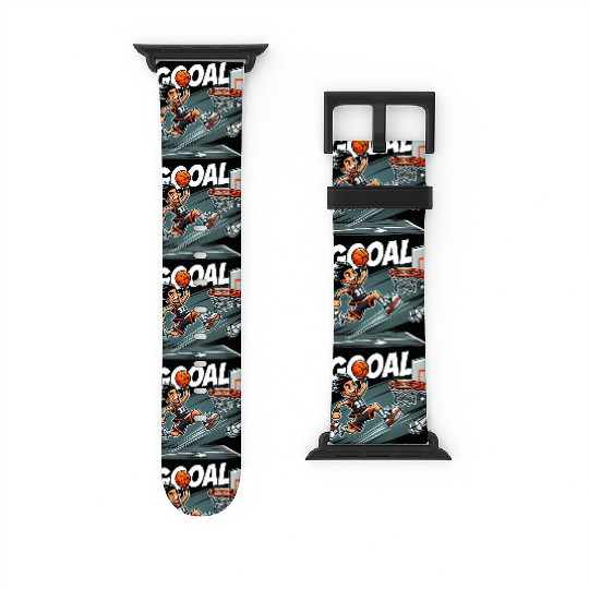 Slam Dunk Basketball Goal Cartoon Design Watch Bands For Apple Watch