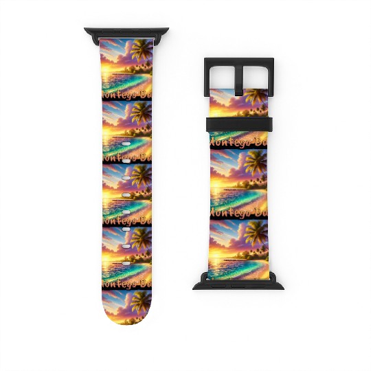 Sunset Montego Bay Palms Beach Vacation Watch Bands For Apple Watch