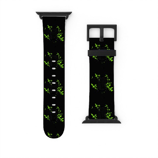Birdcage with Green Leaves and Bird Silhouettes Watch Bands For Apple Watch