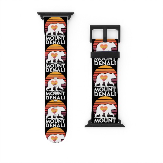 Retro Mount Denali Bear Sunset Art Watch Bands For Apple Watch