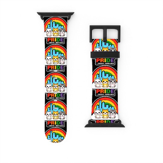 Pride of Omaha City Nebraska USA Rainbow Flag Watch Bands For Apple Watch