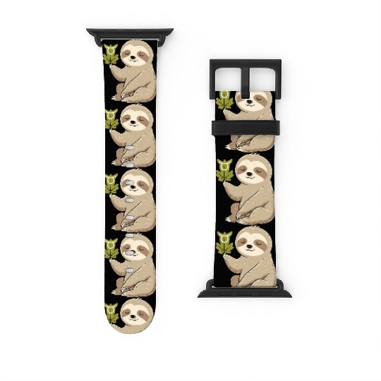Taurus Zodiac Sloth with Leaf Symbol Serenity Watch Bands For Apple Watch