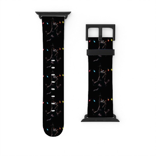 Black Cat & Christmas Lights – Holiday Mischief Watch Bands For Apple Watch
