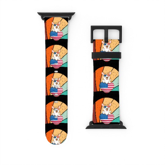 Patriotic Pup: Corgi in the USA Watch Bands For Apple Watch