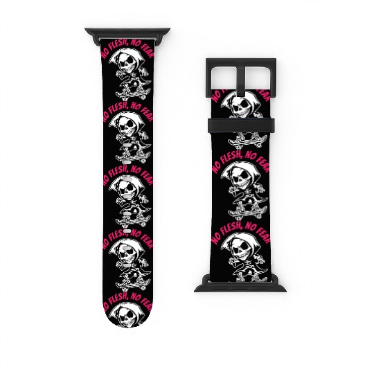 NO FLESH NO FEAR Skeleton Skateboard Gothic Street Watch Bands For Apple Watch