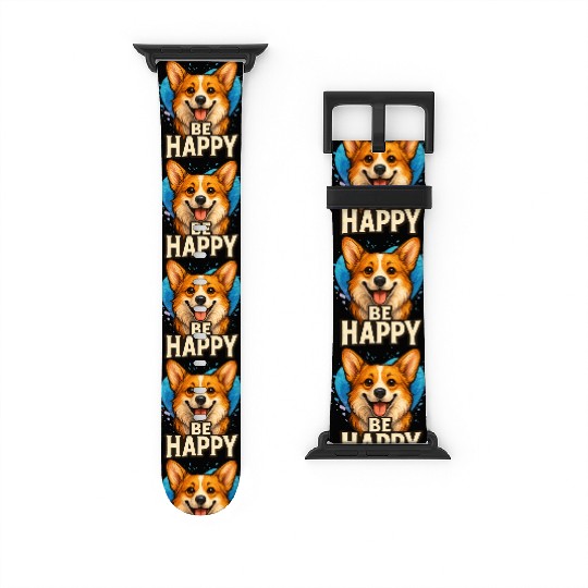 Happy Corgi with Colorful Heart- Dog lover design Watch Bands For Apple Watch