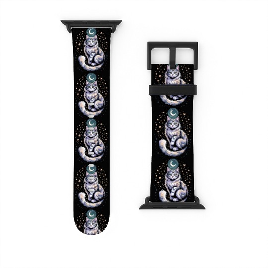 Celestial Cat with Stars and Moon Watch Bands For Apple Watch