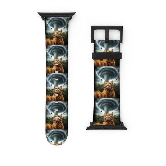 Funny Tornado Cat Selfie Flying Cow Meme Watch Bands For Apple Watch