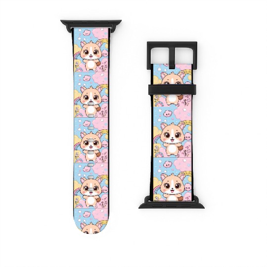 Kawaii Corgi in Rainbow Cloudland Watch Bands For Apple Watch