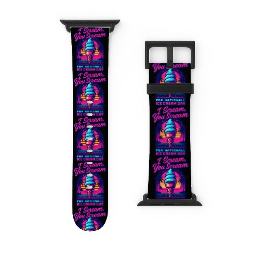 Scream, You Scream National Ice Cream Day Retro Watch Bands For Apple Watch