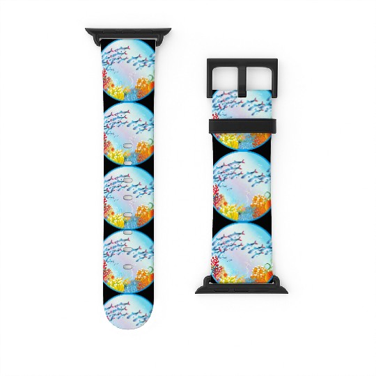 School of colorful fish in a coral reef Watch Bands For Apple Watch
