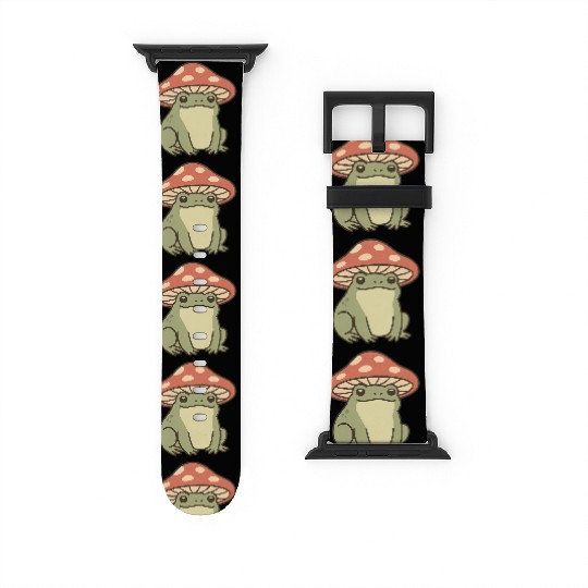 Whimsical Frog with Mushrooms Illustration Watch Bands For Apple Watch