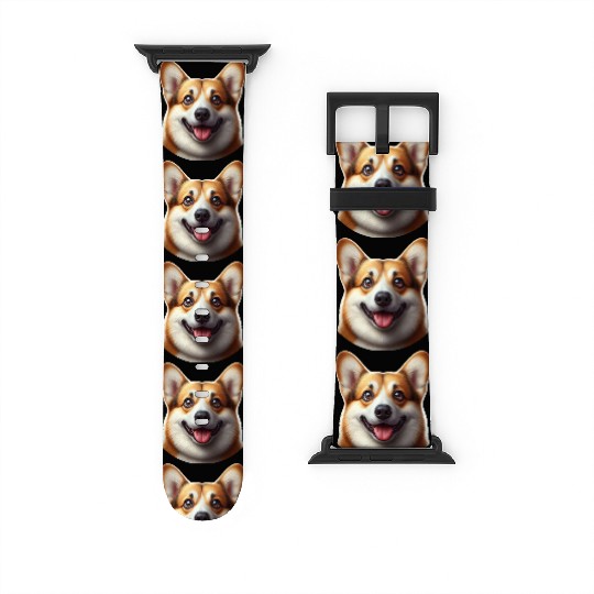 Vibrant Corgi Face Illustration Watch Bands For Apple Watch