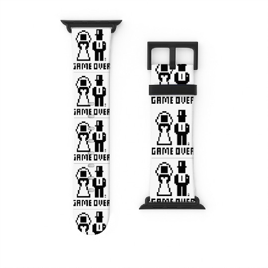 Game Over (Wedding Stag Party Night, Pixel, NEG W) Watch Bands For Apple Watch
