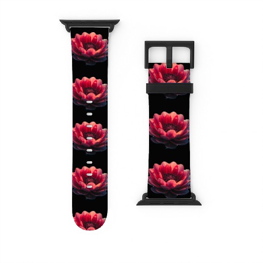 Vivid Red Lotus Blossom Design Watch Bands For Apple Watch