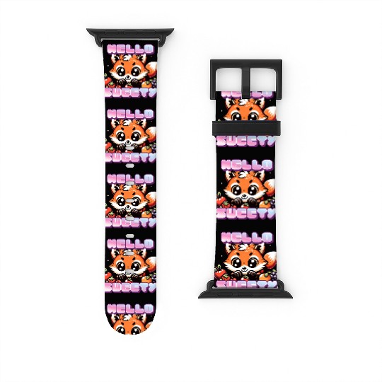 Adorable Fox with Fruit Greeting Watch Bands For Apple Watch