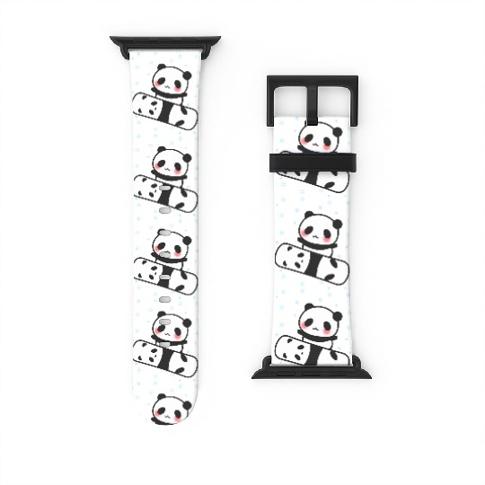 Panda Snowboard Funny Face Cute Blush Cheers Watch Bands For Apple Watch