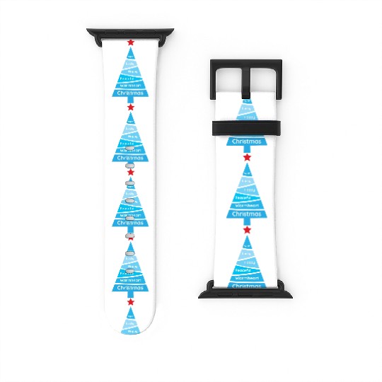 Minimalist Light Blue Christmas Pine Watch Bands For Apple Watch