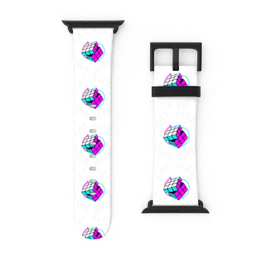 Eat Sleep Solve Repeat Math Speed Cubing Genie Watch Bands For Apple Watch