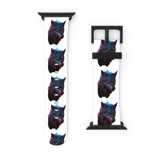 dark ferocious wolf Watch Bands For Apple Watch