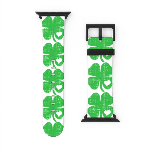 Green Four Leaf Clover Heart - St Patricks Day4 le Watch Bands For Apple Watch