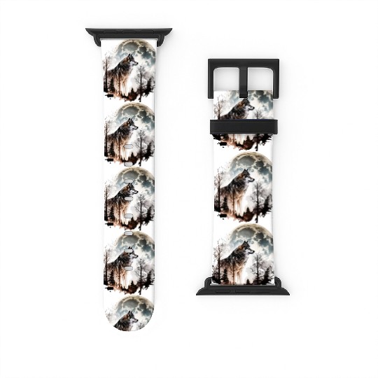 Wolf Moonlight Forest Wild Werewolf Watercolor 5 Watch Bands For Apple Watch