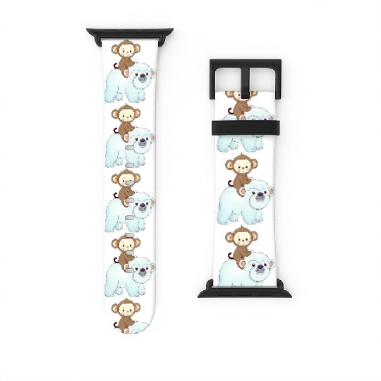 Monkey rides polar bear polar bear Watch Bands For Apple Watch