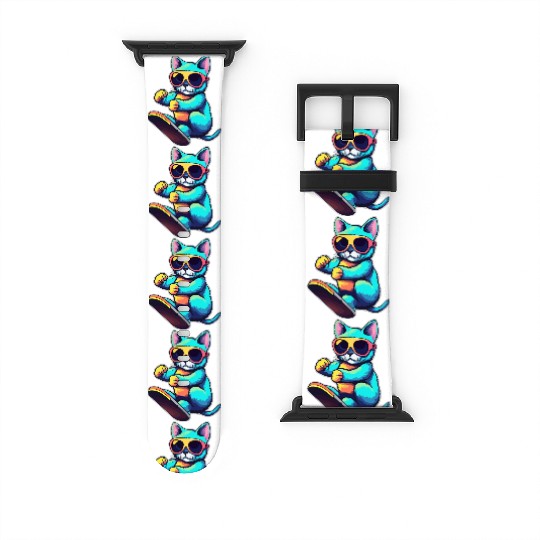 Cool Cat Skateboarding Vibes Watch Bands For Apple Watch