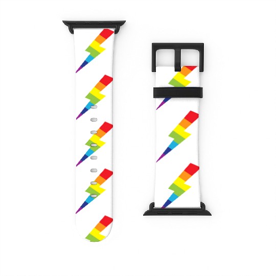 Awesome Rainbow Lightning Bolt Print Watch Bands For Apple Watch