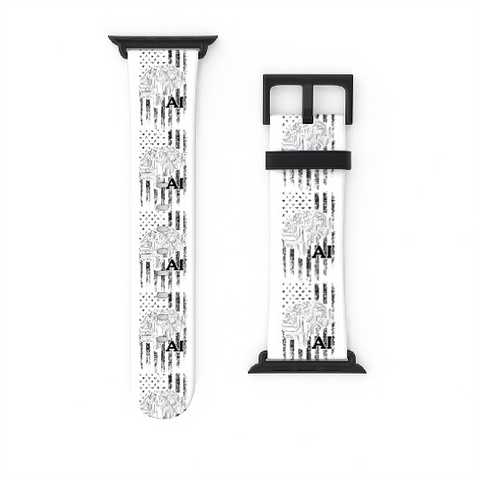 AI US Flag Artificial Intelligence Technology Watch Bands For Apple Watch