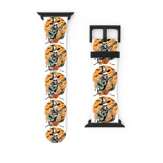 Skeleton Playing Guitar Spooky Serenade Halloween Watch Bands For Apple Watch